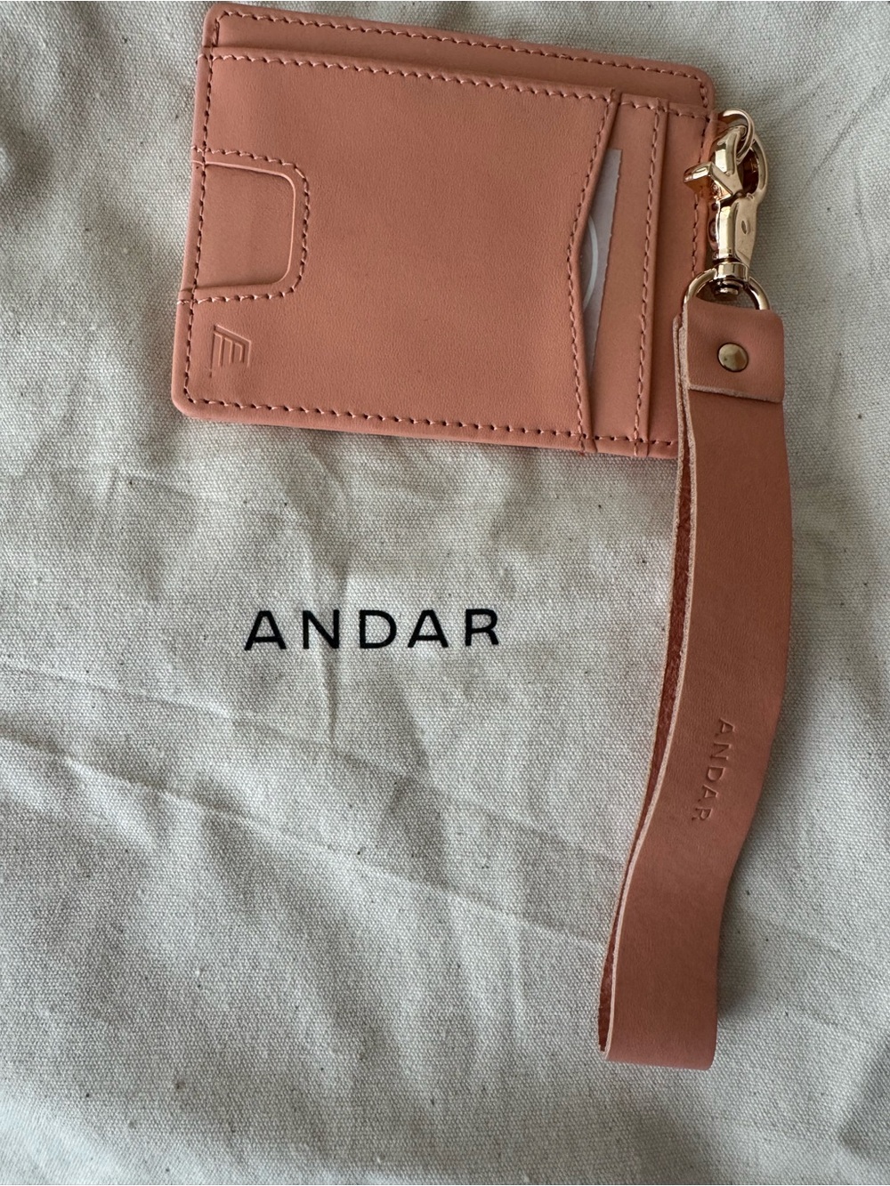 Andar Denner Peach Leather Card Holder Wristlet
